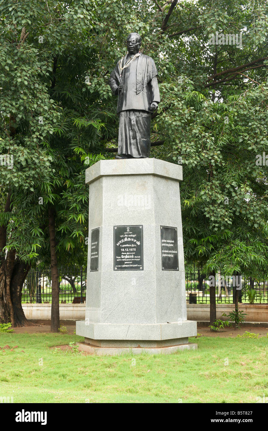 Statue von Bharati Dassan, ein indischer Dichter in Pondicherry, Indien. Stockfoto