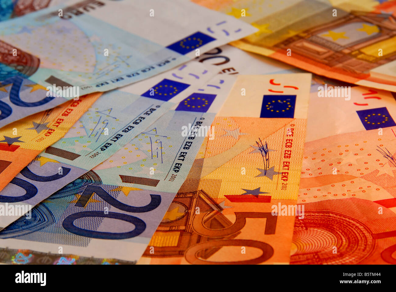 Hintergrund der Europäischen Union Währung Papierrechnungen Stockfoto