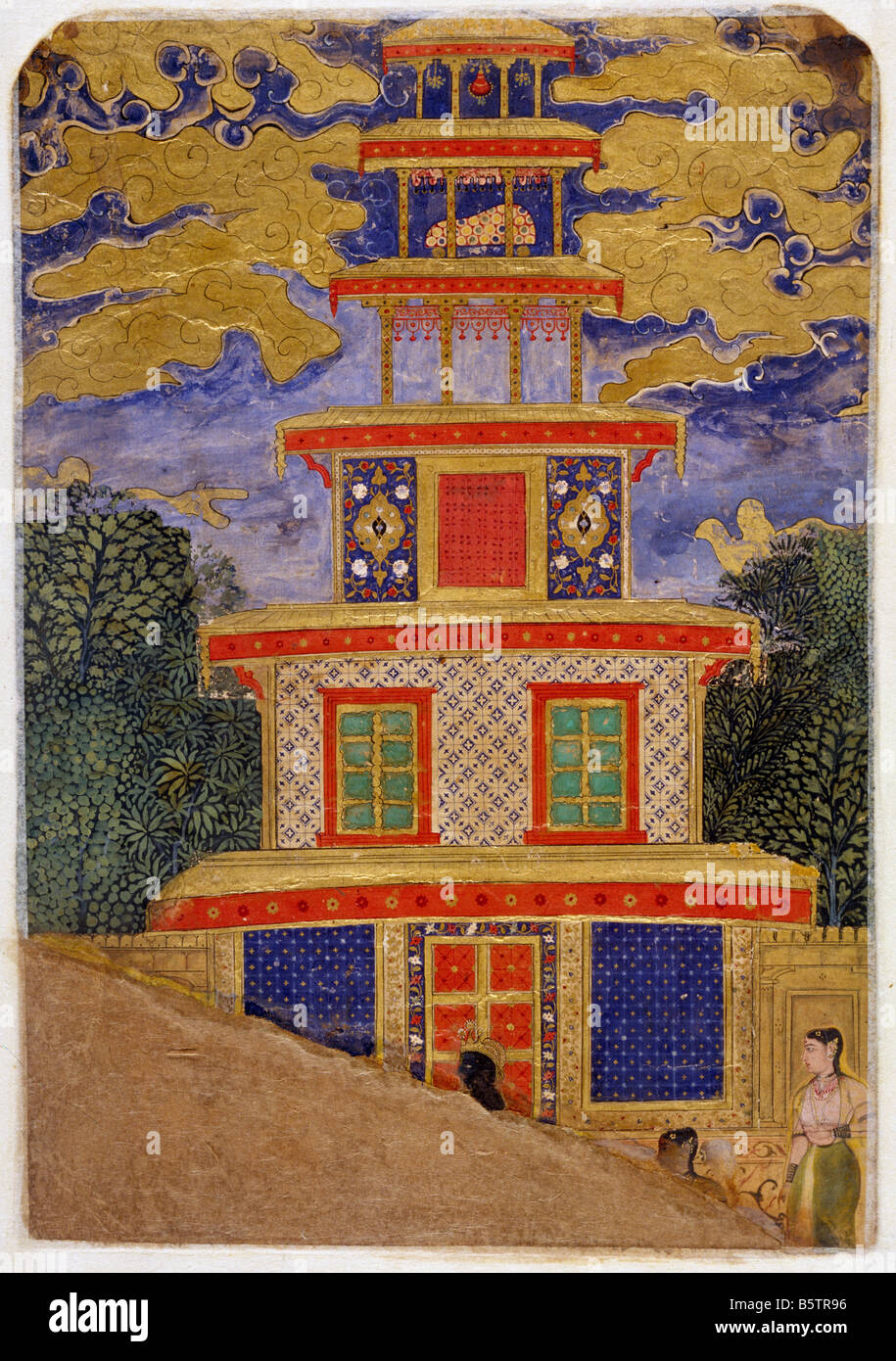 Rama bittet Laksmana, Sita im Hermitage Balmiki zu verlassen. Emmayana. Mughal ca. 1600 n. Chr.. Mit Text auf Rückseite eingeschrieben. Nationalen Stockfoto