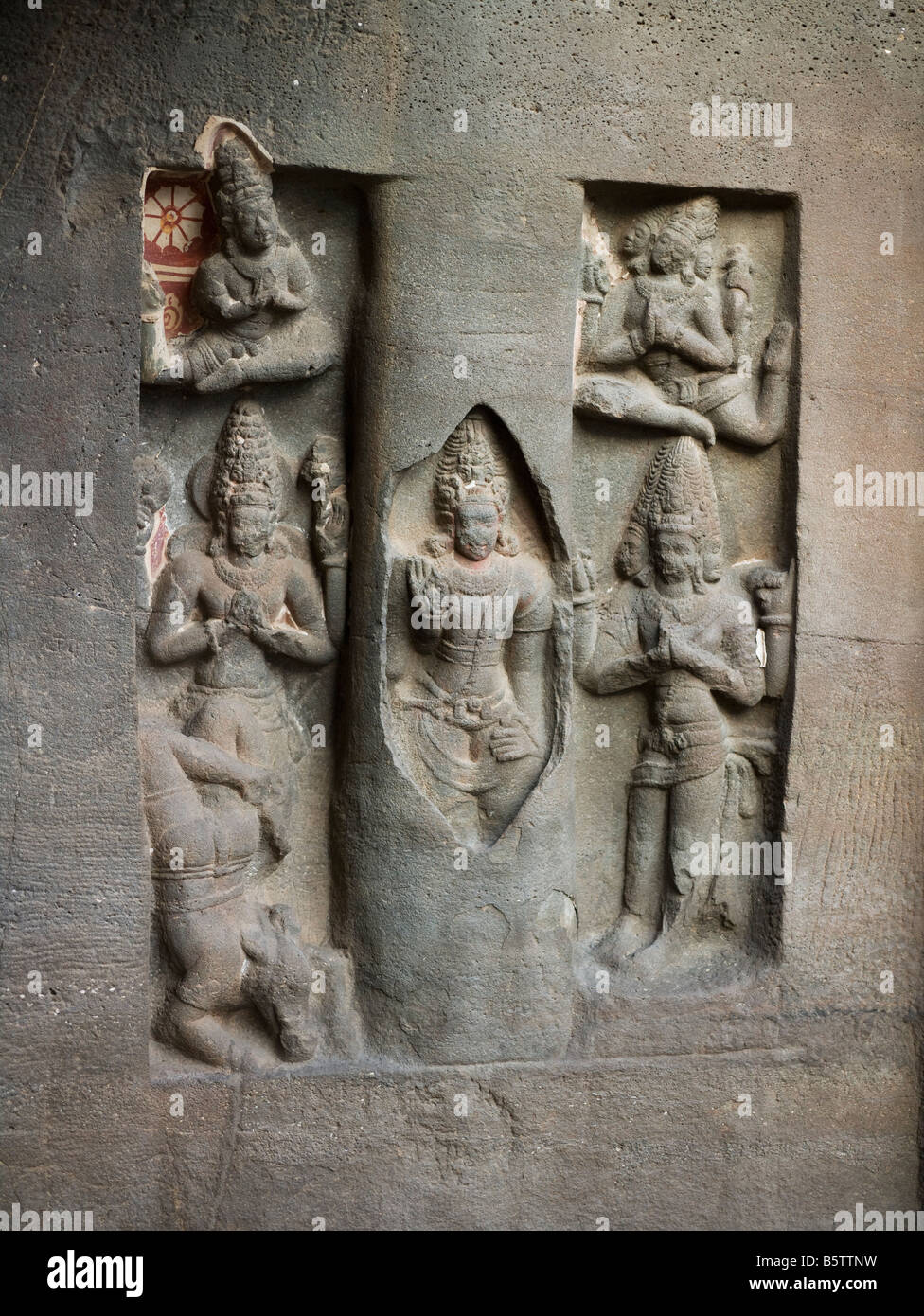 Kailasanatha-Tempel aus Basalt Monolith Ellora Höhlen Indien Shiva aufstrebenden Rom Lingam geschnitzt Stockfoto