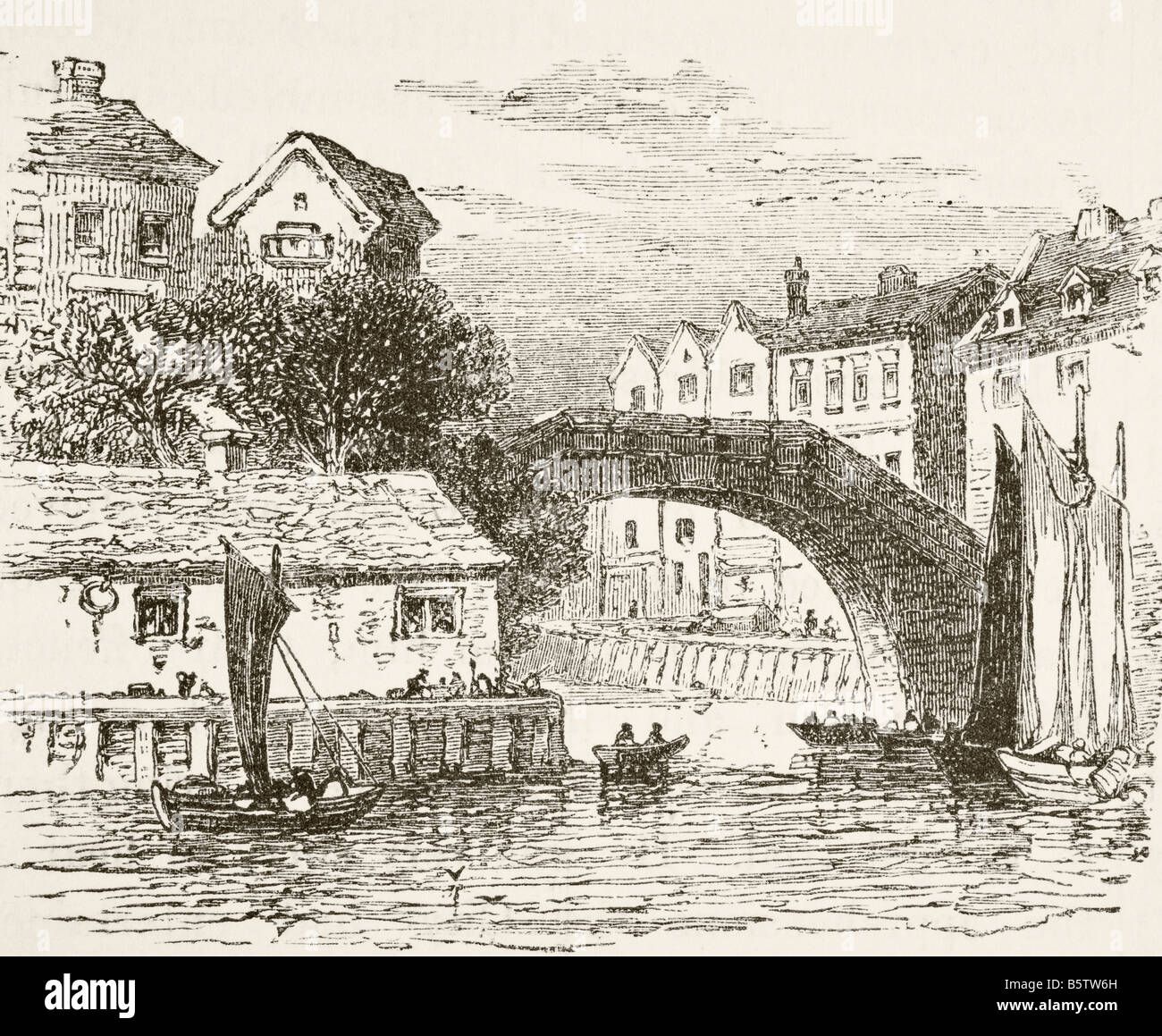 Fleet Bridge, London, im 17.. Jahrhundert. Stockfoto