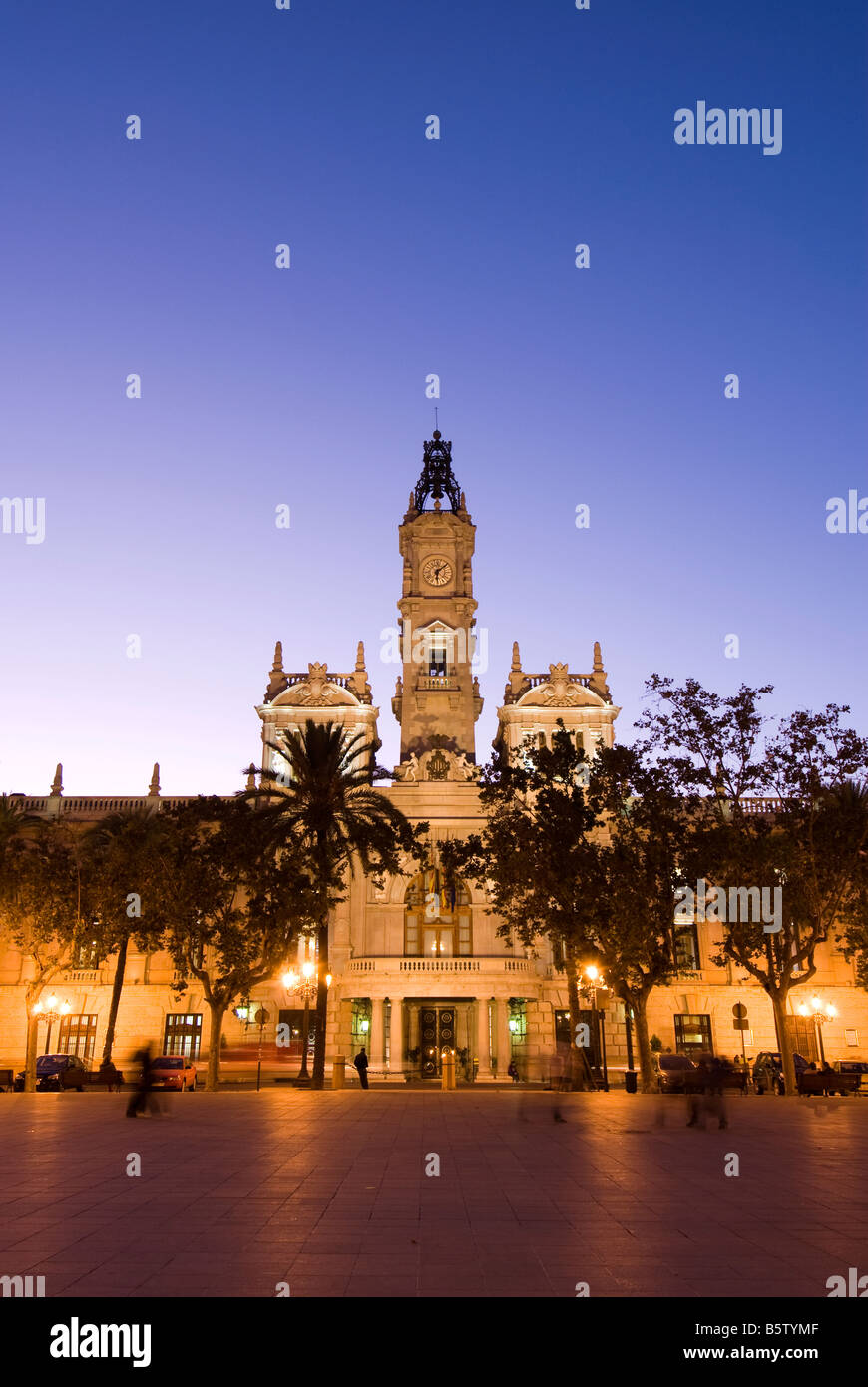 Rathaus am Plaza Ayuntamiento zentralen Platz von Valencia Spanien Stockfoto