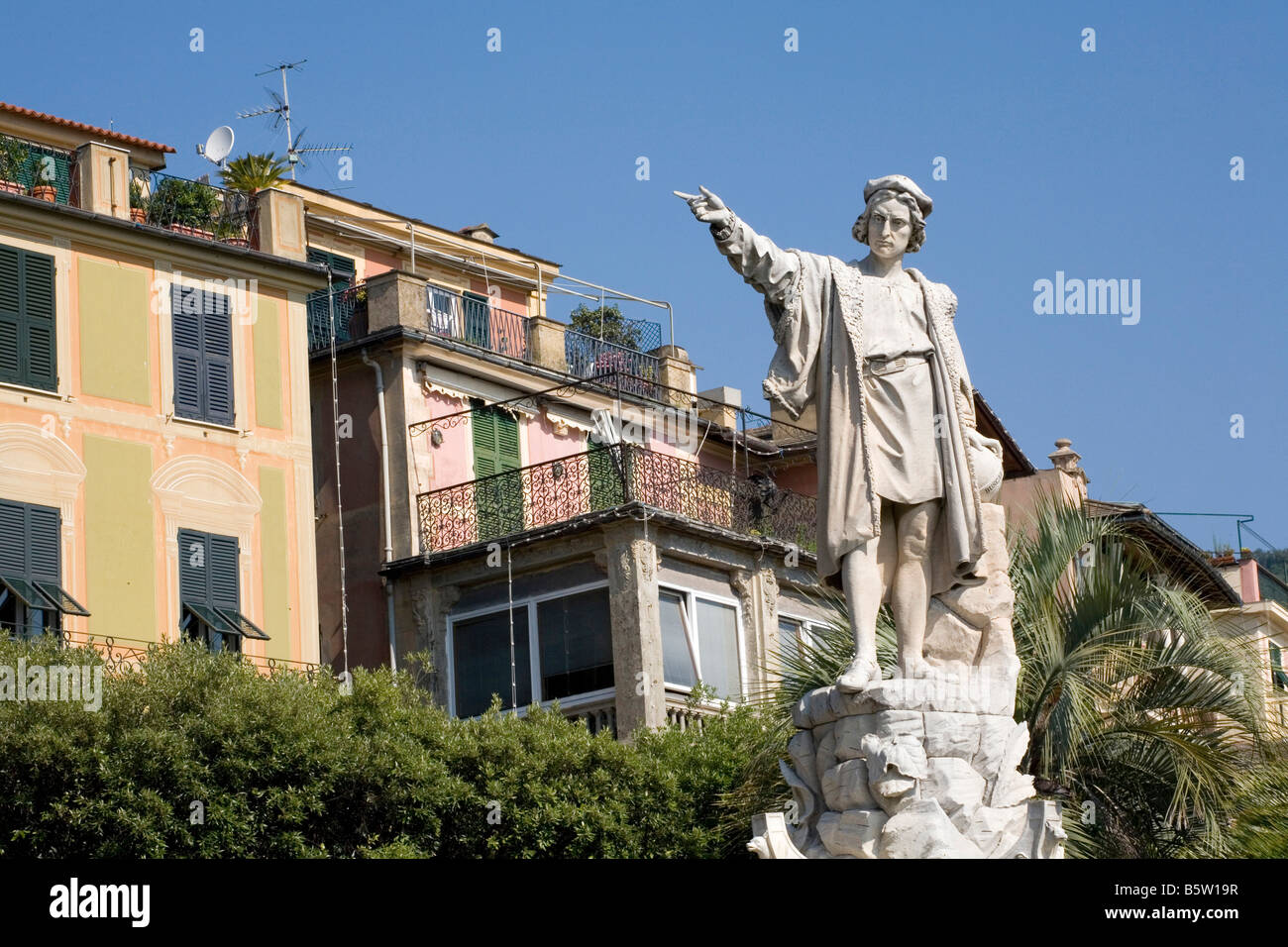 Cristoforo Colombo Statue Santa Margherita Ligure Ligurien Italien Stockfoto