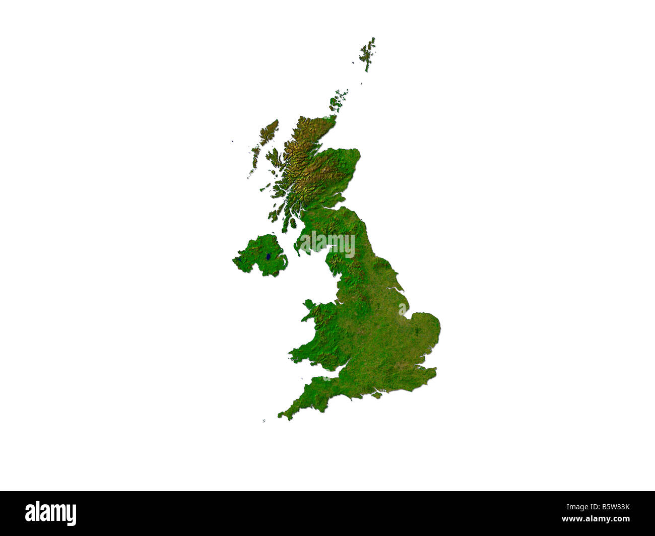 Satellitenbild des Vereinigten Königreichs, Isolated On White Background Stockfoto