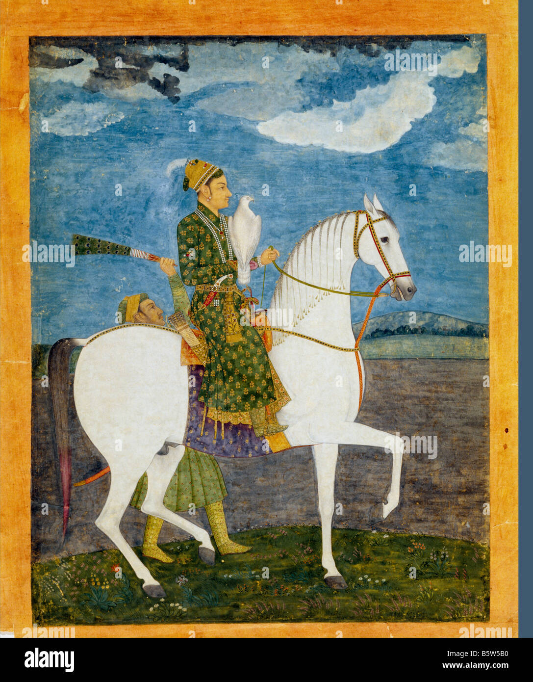 Equestrian Porträt von Raja Bisan Singh eingeschrieben auf dem Vorsatzblatt in Devanagari: Kishengarh circa 1760 National Museum der neuen De Stockfoto