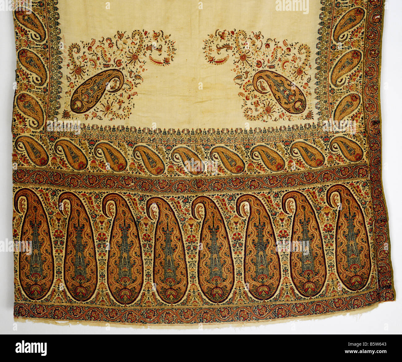 Kaschmir Schal Wolle gewebt. des 19. Jahrhunderts. National Museum of New Delhi-Indien 59.464 314 x 132 cm Stockfoto
