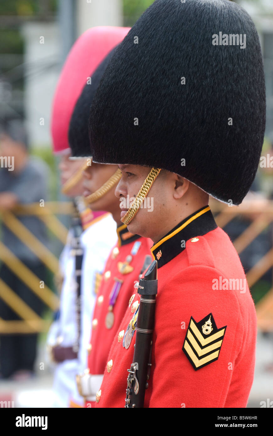 Militärischen Musiker, die Teilnahme an der Prozession für die königliche Zeremonie der Feuerbestattung in Thailand 15. November 2008 Stockfoto