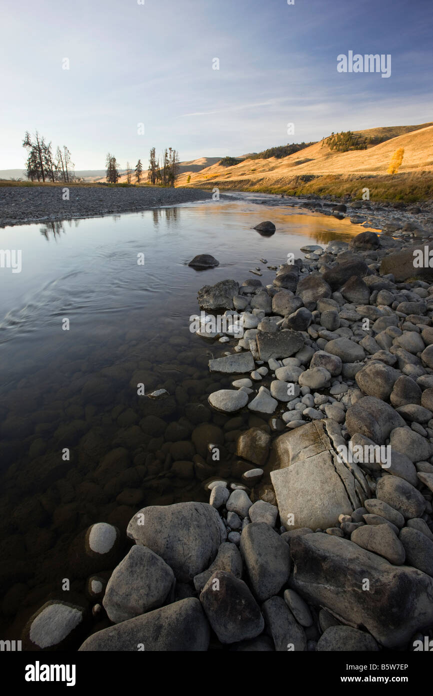 Späten Tagesansicht des Flusses Lamar, Yellowstone-Nationalpark; Wyoming; USA Stockfoto