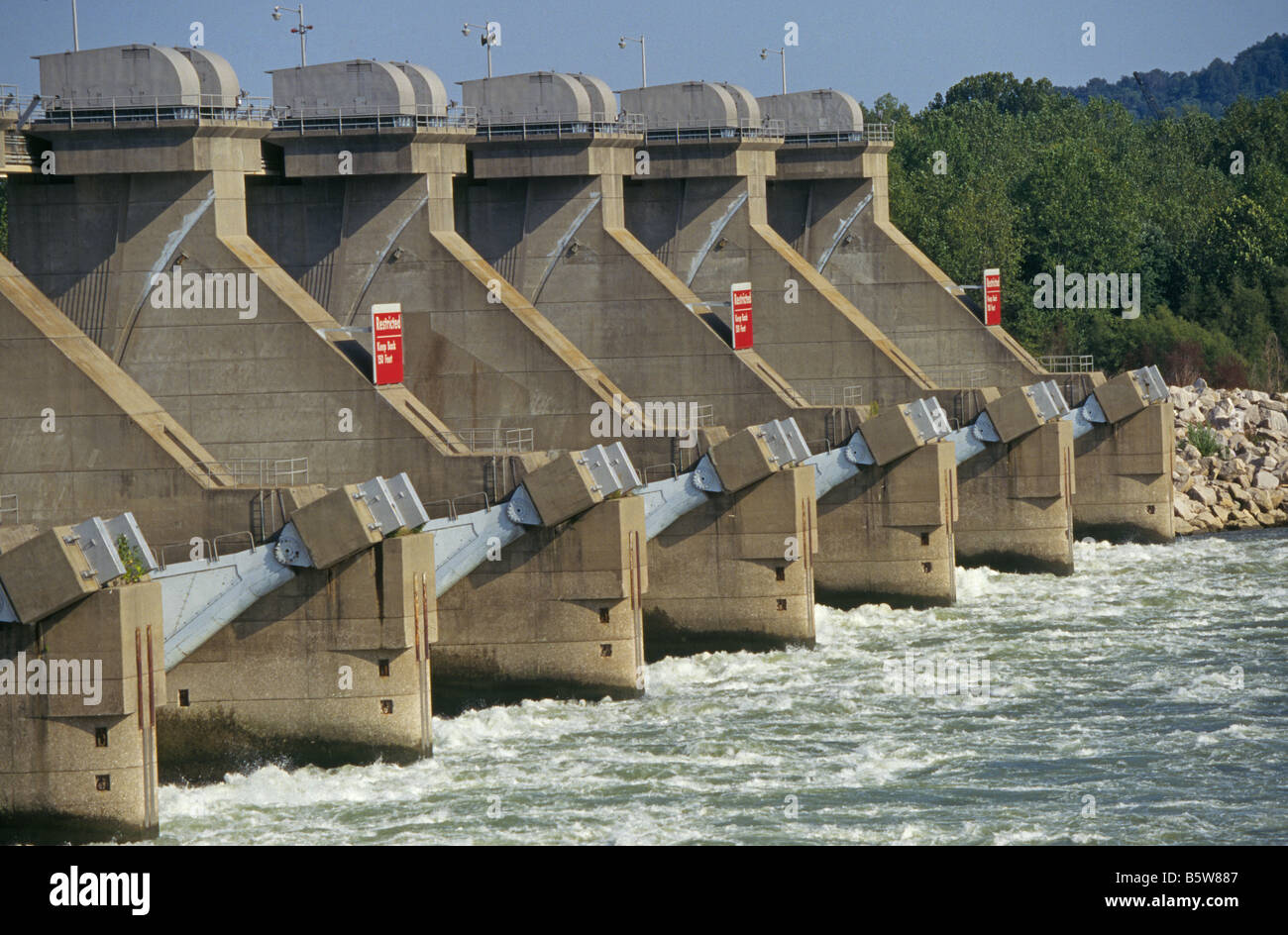 Ein Blick auf die Cannelton sperrt und Damm am Fluss Ohio, Kentucky. Stockfoto