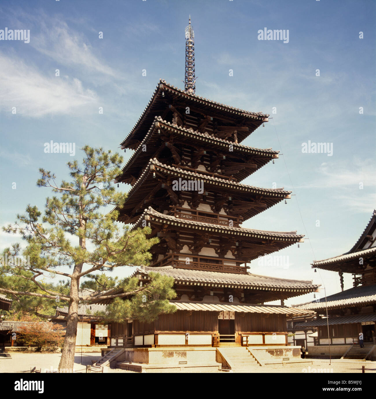 Japan-Nara Horyu-Ji Goju-No-, Pagode Stockfoto