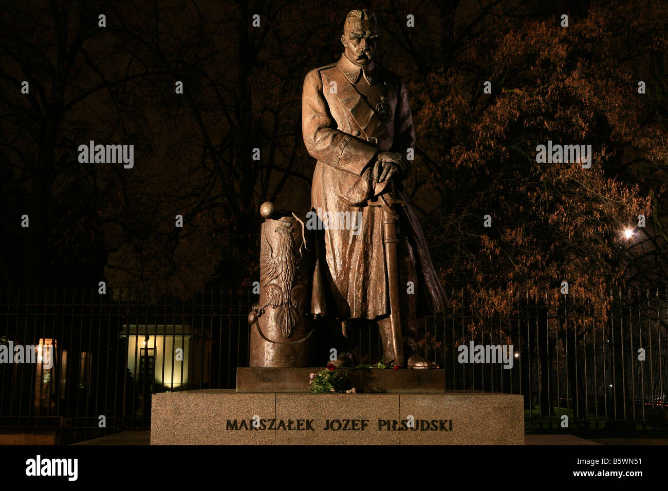 Statue der ehemalige polnische Staatsoberhaupt und Erste Marschall Pilsudski (Jozef Klemens 1867-1935) in Warschau, Polen Stockfoto