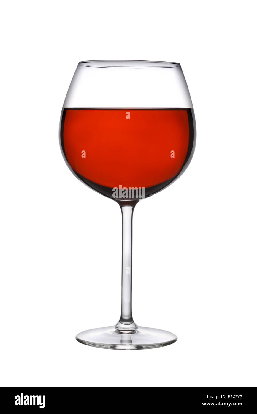Glas Rot Wein Ausschnitt isoliert auf weißem Hintergrund Stockfoto