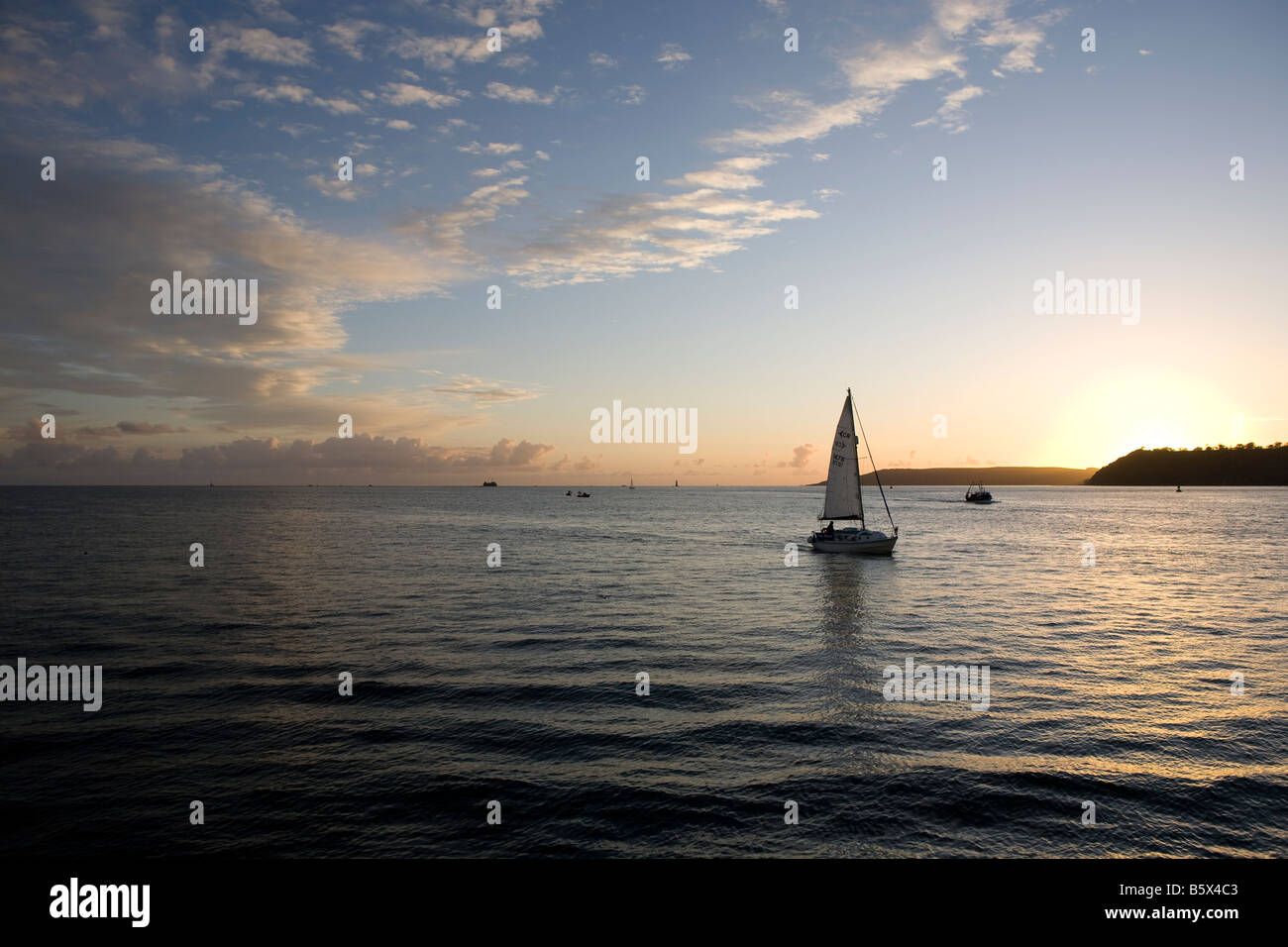 Sonnenuntergang Plymouth Devon Südwest Meer im Hintergrund Stockfoto