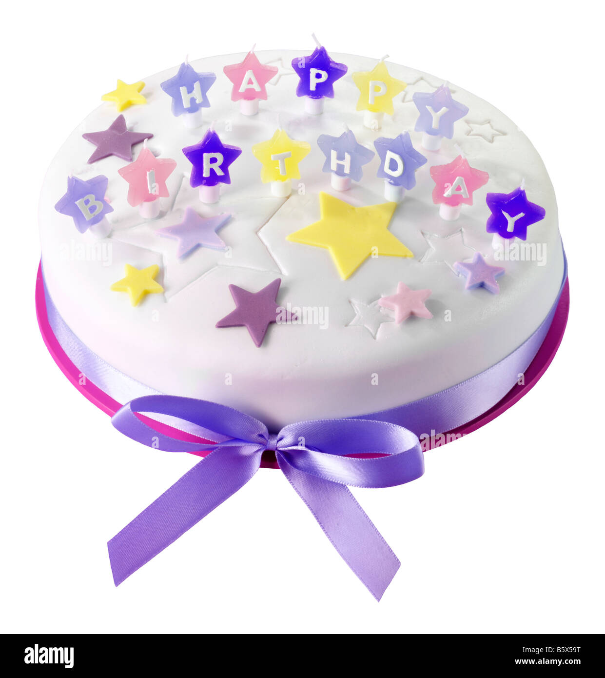 HAPPY BIRTHDAY CAKE, AUSSCHNEIDEN Stockfoto