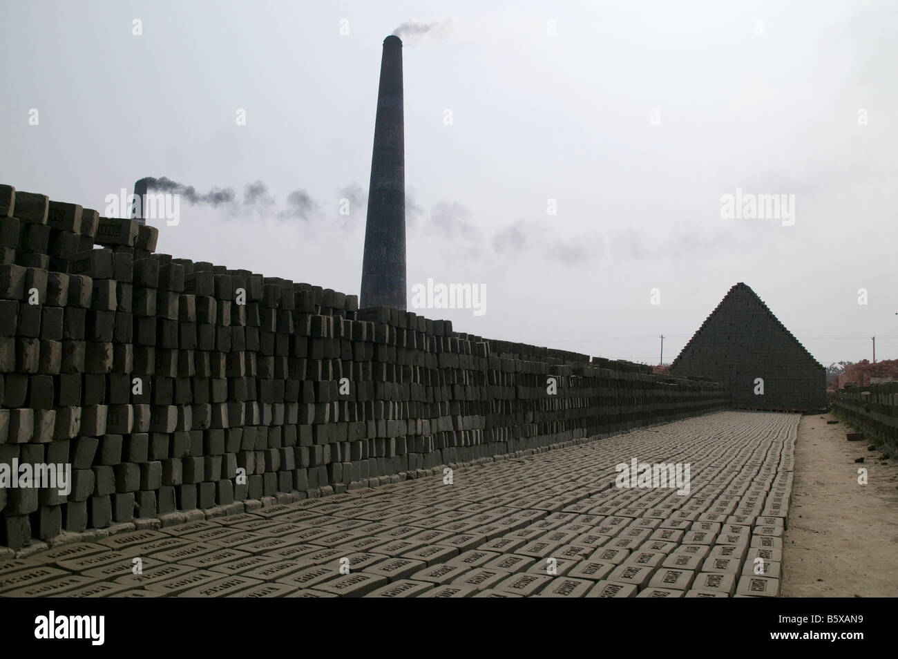 Ziegel in einer Ziegelfabrik Bangladesch Stockfoto