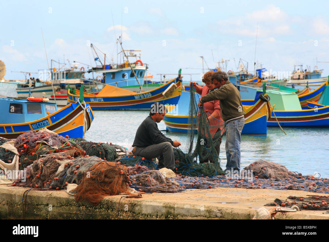 Fischer-Hafen von Marsaxlokk Insel Malta Stockfoto