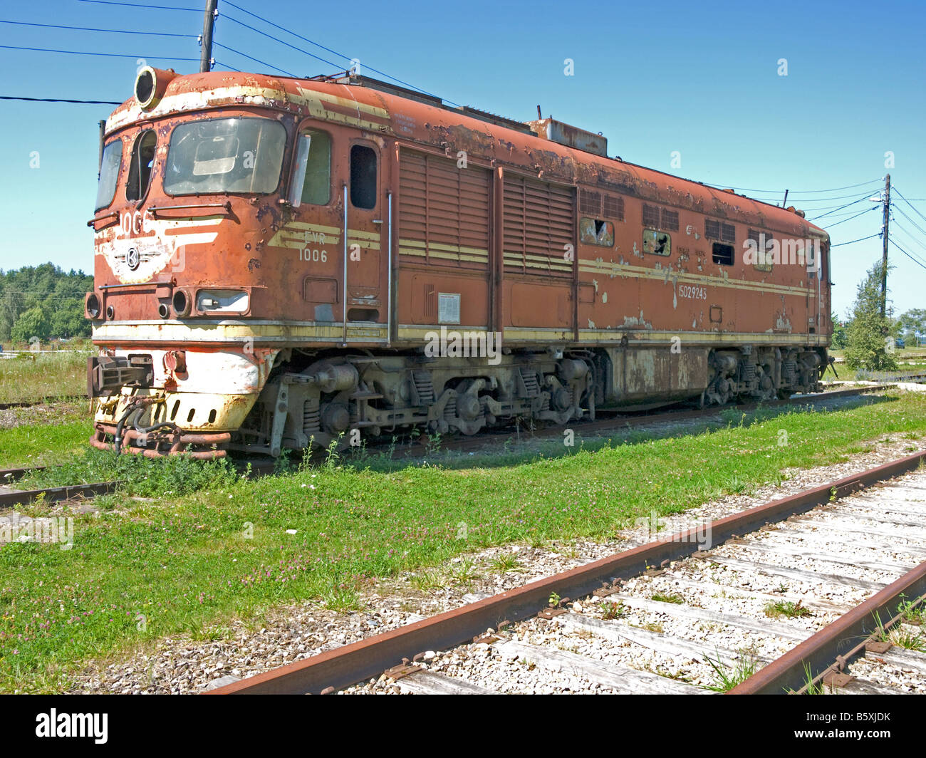 Bahnhof mit Eingine eine alte russische Eisenbahn Zug Haapsalu Estland Baltikum Stockfoto