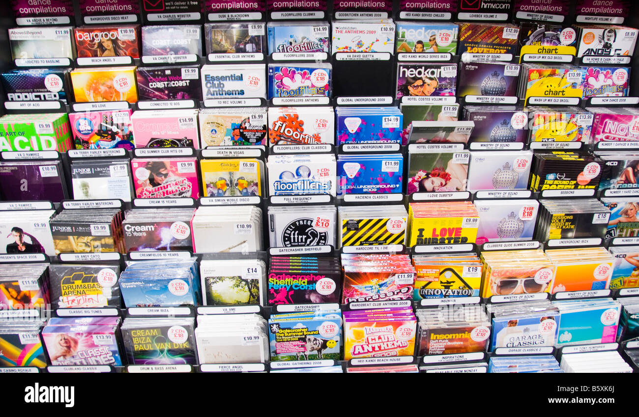 Dance-Musik CD s zum Verkauf im Ladengeschäft Stockfoto