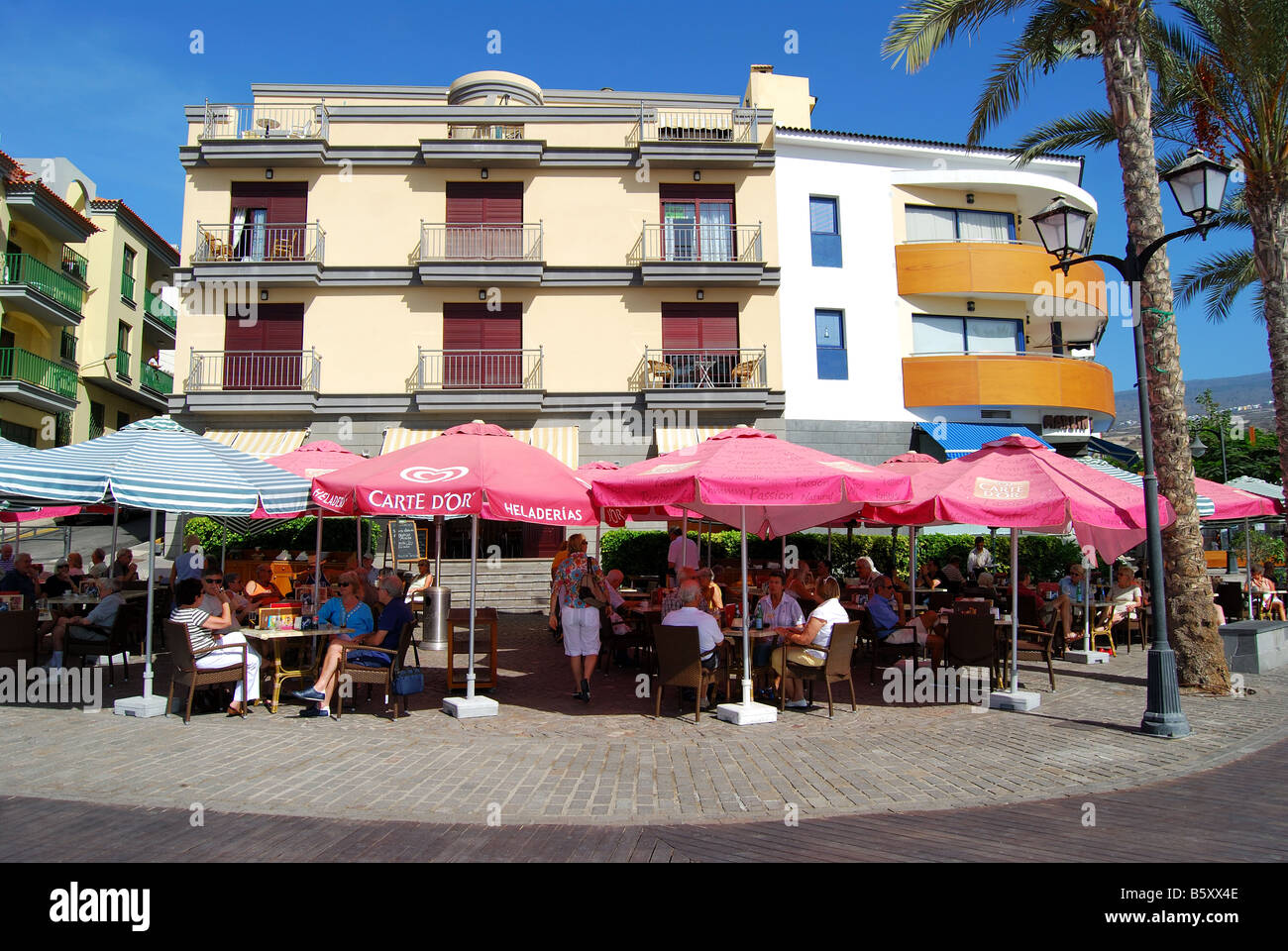 Restaurant, Promenade, Playa de San Juan, Teneriffa, Kanarische Inseln, Spanien Stockfoto