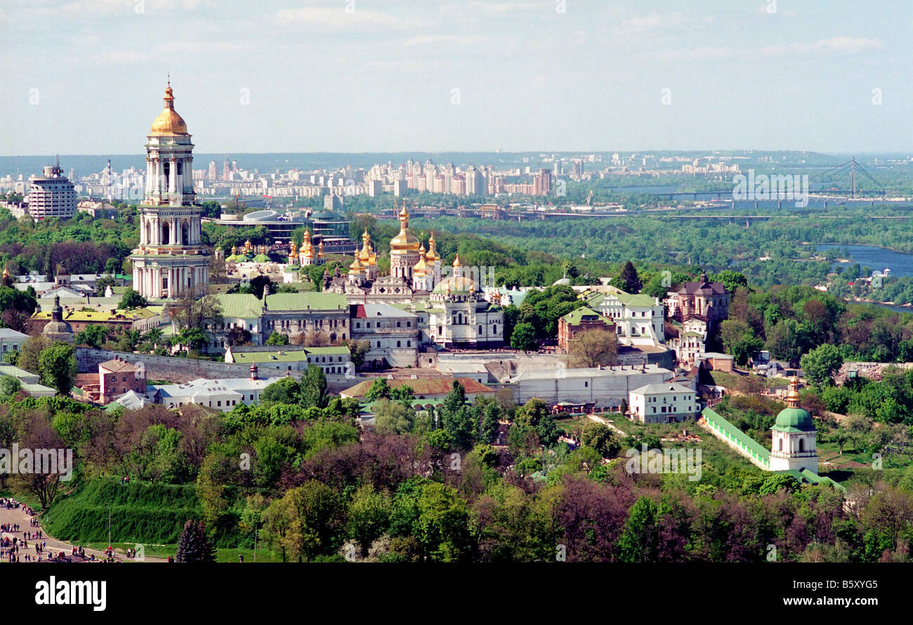 Kiewer Höhlenkloster, Luftbild Stockfoto
