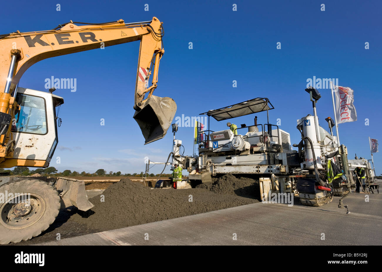 Start-und Landebahn Flughafenbau in Unternehmen Flugplatz Northamptonshire Stockfoto