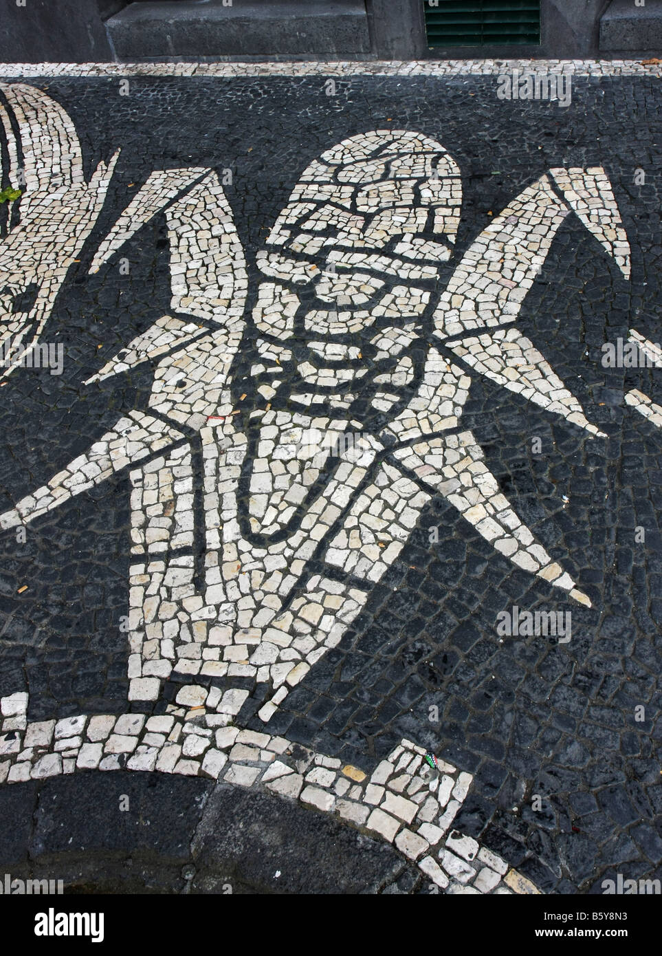 Mais-Mosaik-Kunst in den Straßen von Ponta Delgada São Miguel Azoren Stockfoto