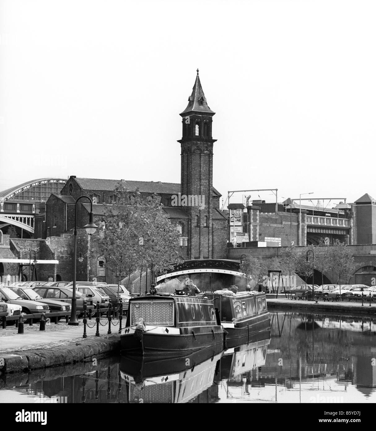 UK England Manchester Castlefield Bassin Narrowboats vor Anker am Bridgewater Canal Stockfoto
