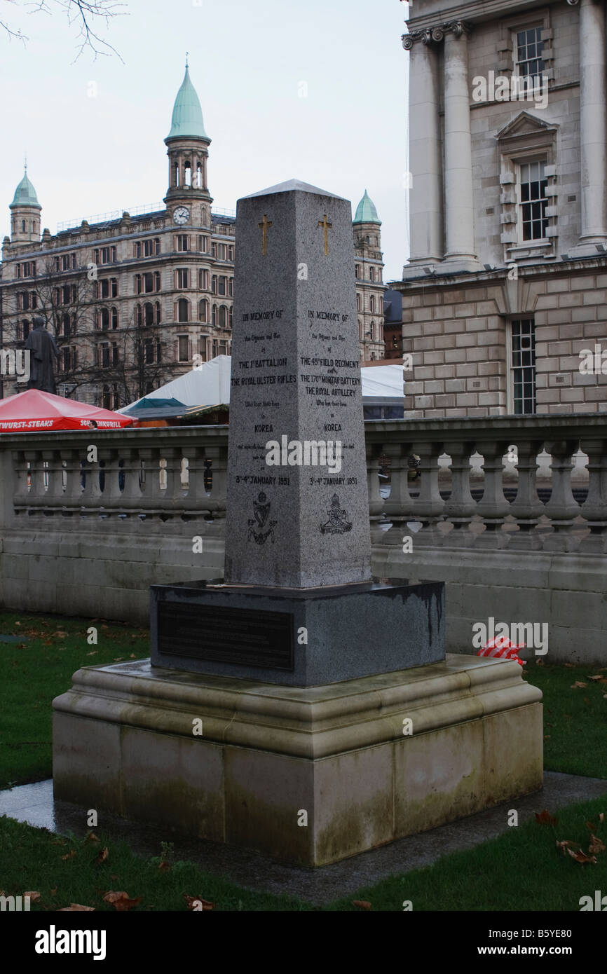 Denkmal für den Koreakrieg in der Belfast City Hall Stockfoto