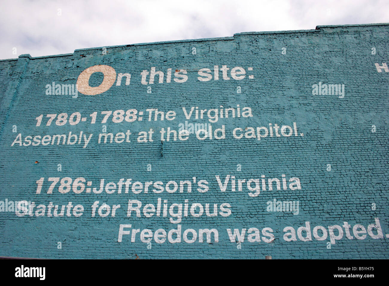 Der Ort, wo die Virginia Versammlung trafen sich vom 1780-1789 und Jeffersons Statut der Religionsfreiheit wurde angenommen. Stockfoto