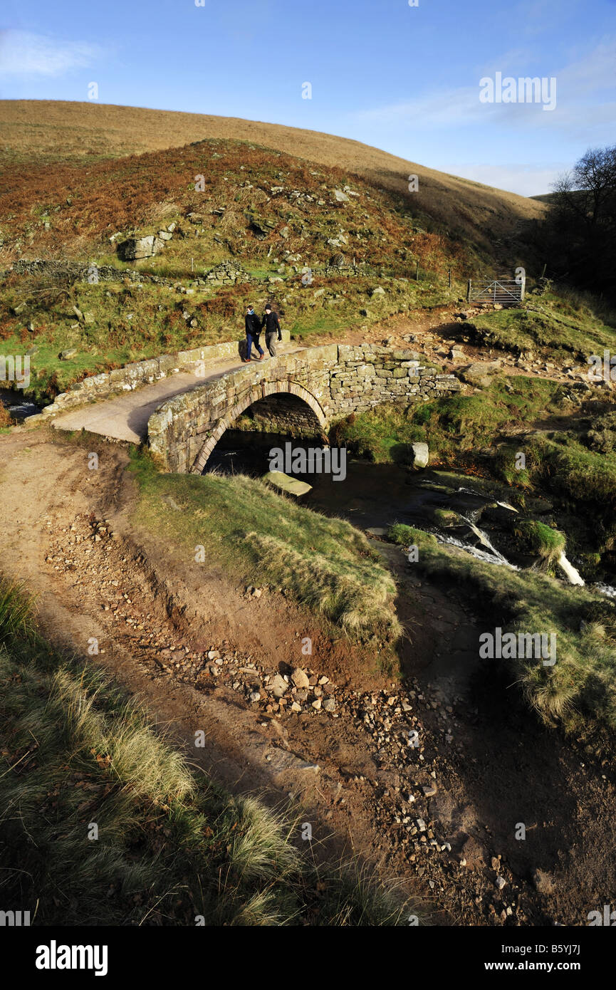 Herbsttag, Wanderer an drei Shires Spitze, Peak Distict Nationalpark in der Nähe von Buxton Stockfoto