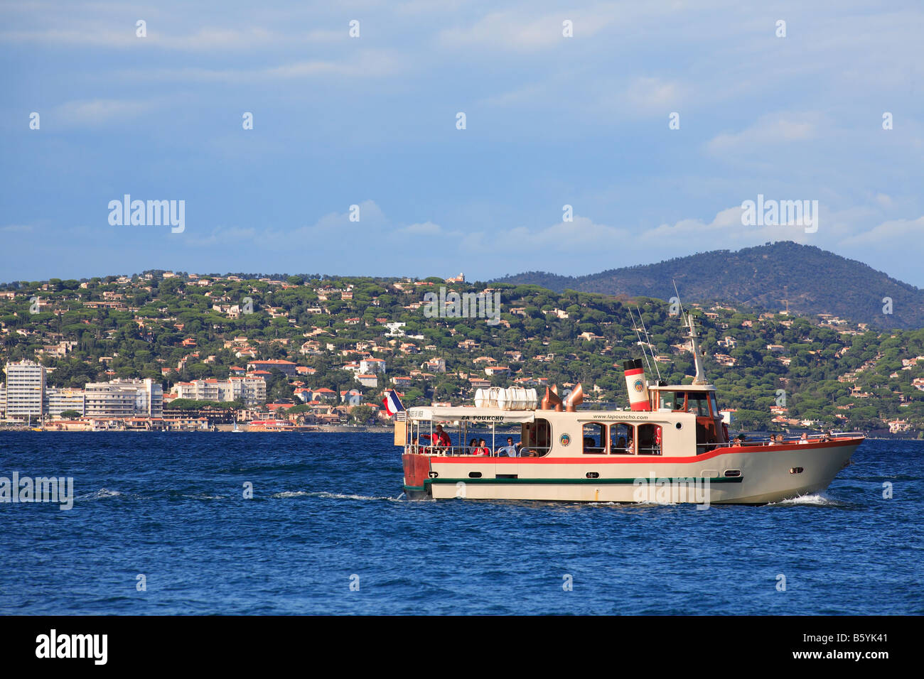 Touristenboot Passagier bei St. Tropez, Côte d ' Azur, Südfrankreich Stockfoto