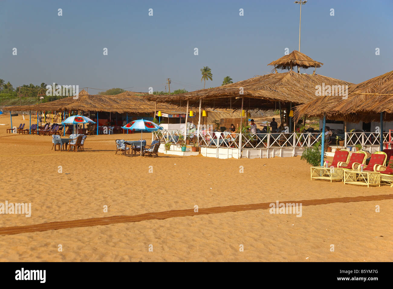 Strand Hütten, Calangute Beach, Goa, Indien Stockfoto