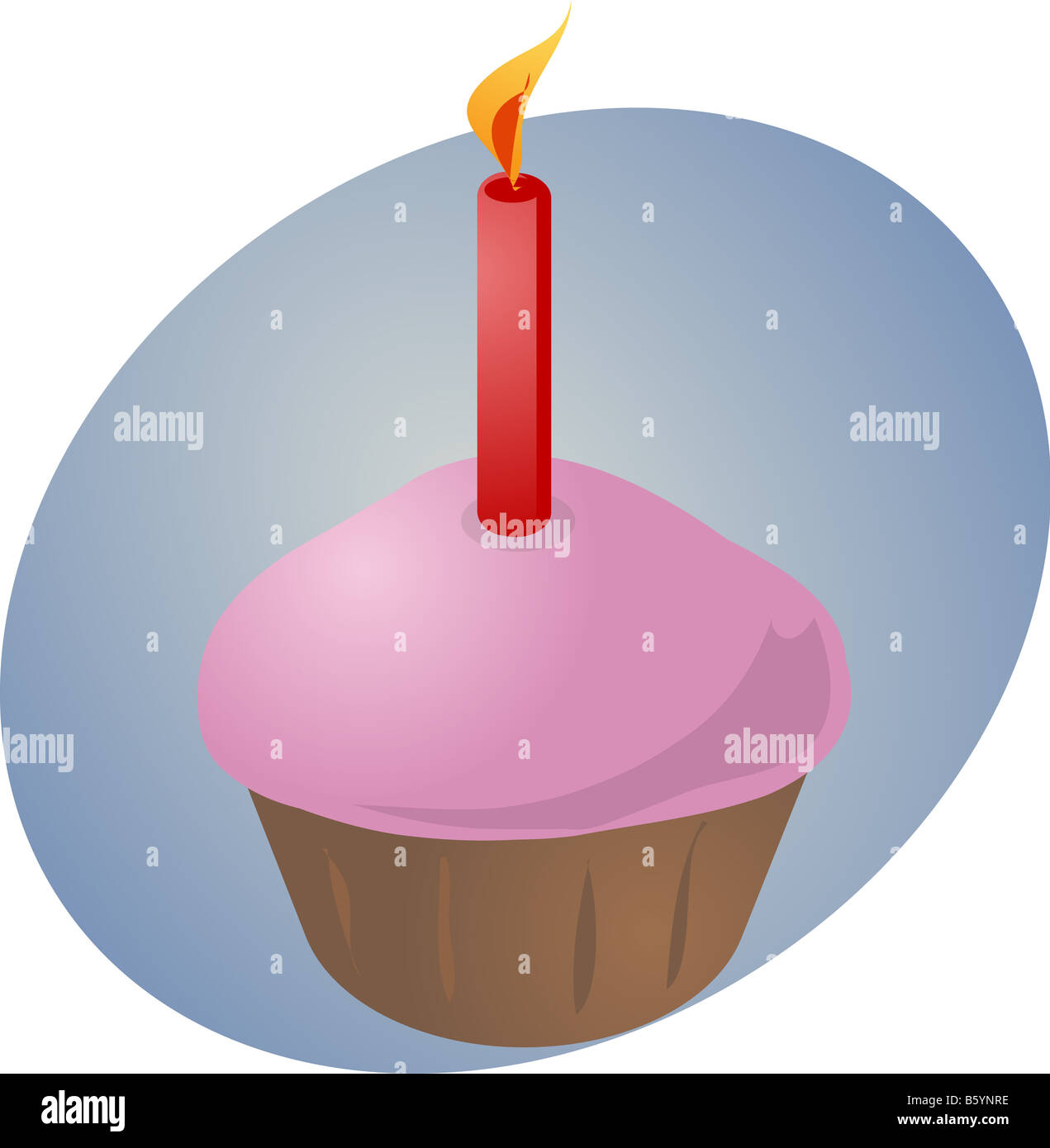 Geburtstag Kuchen mit festlichen Illustration brennende Kerze