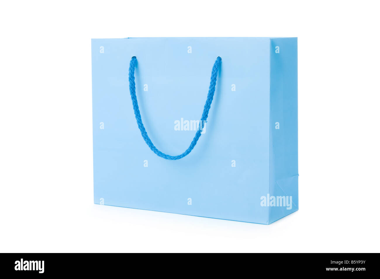 Blaue Einkaufstasche isoliert auf weißem Hintergrund Stockfoto