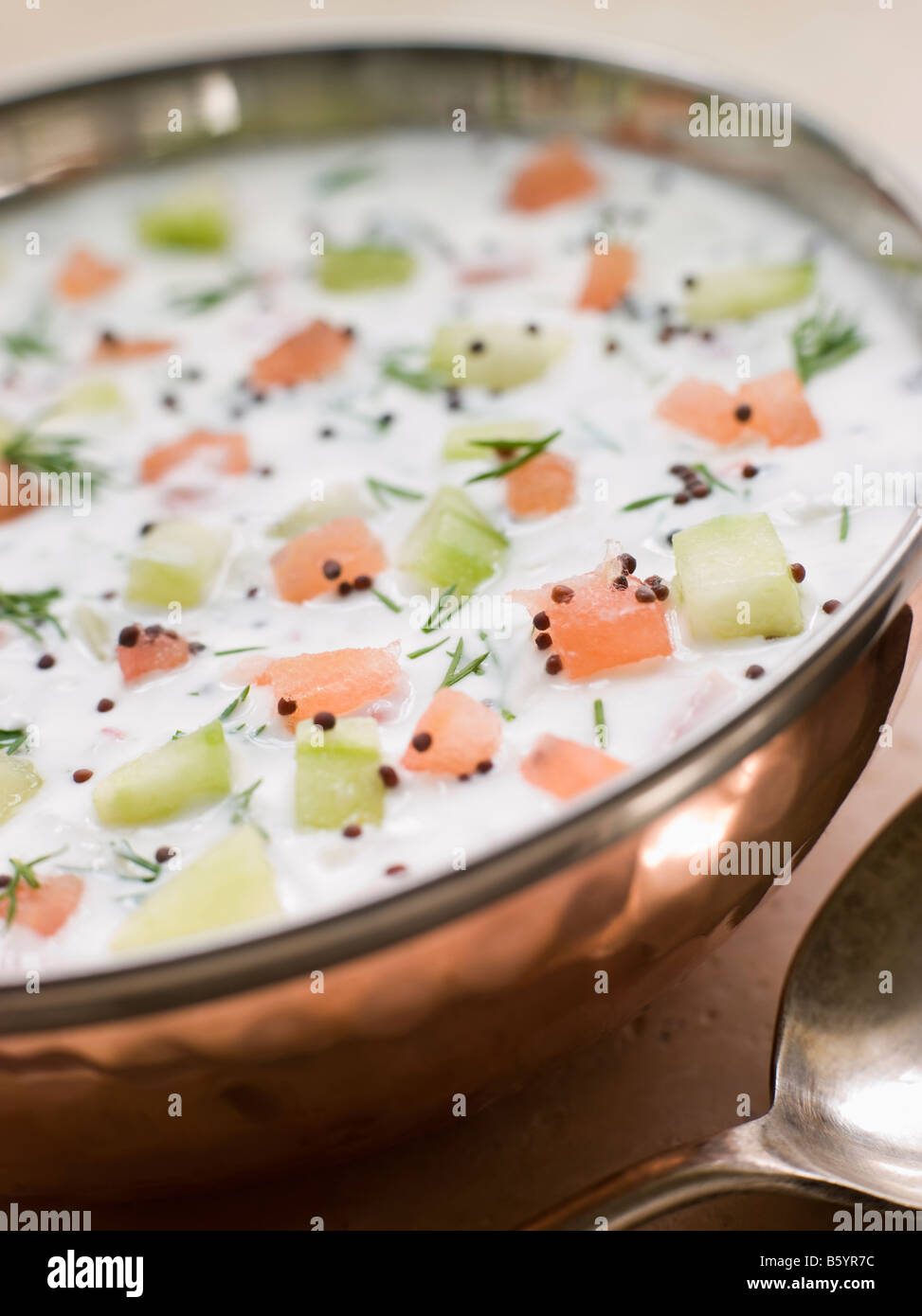 Joghurt-Sommer-Suppe Stockfoto