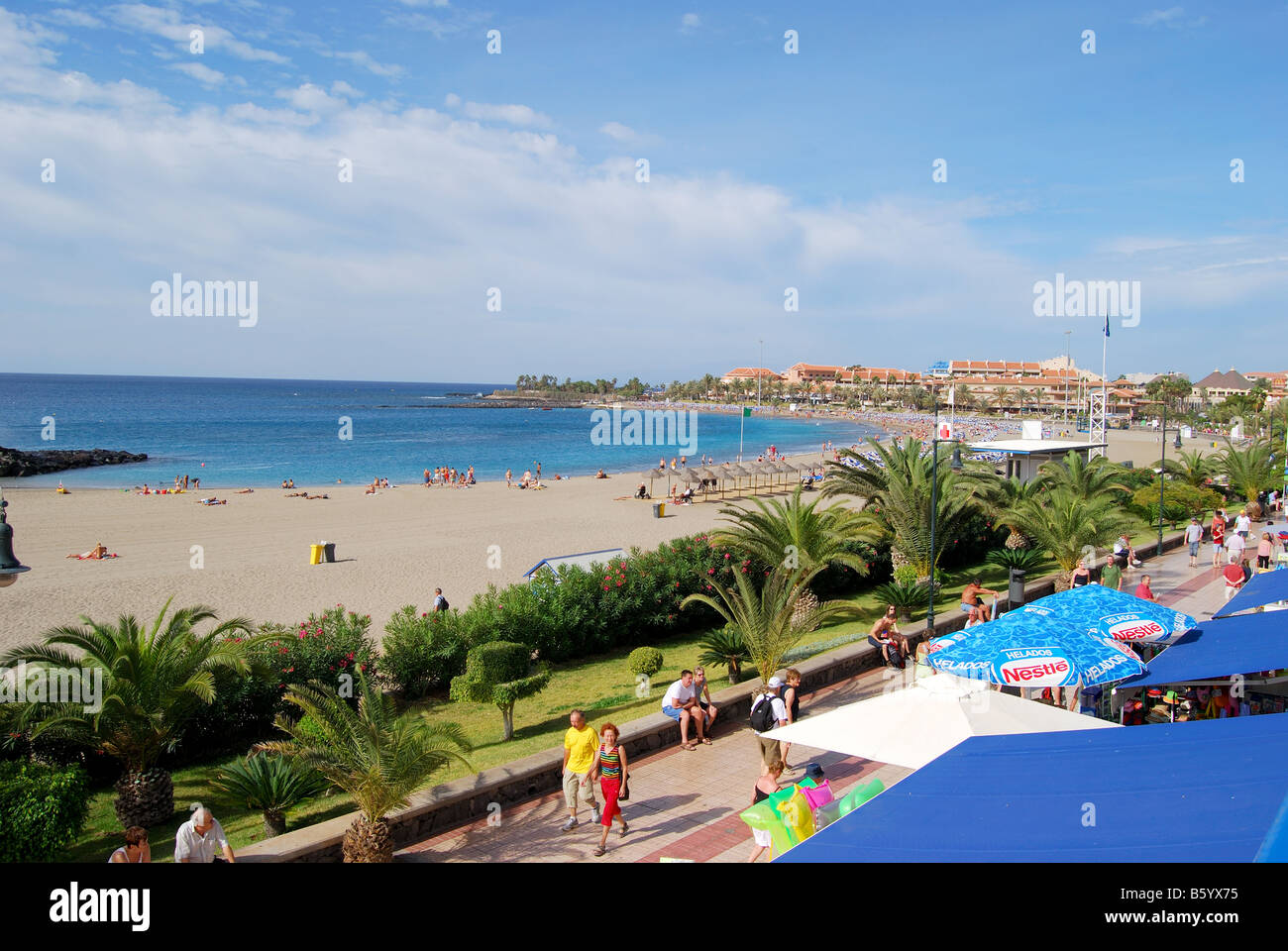 Playa Las Vistas, Los Cristianos, Teneriffa, Kanarische Inseln, Spanien Stockfoto