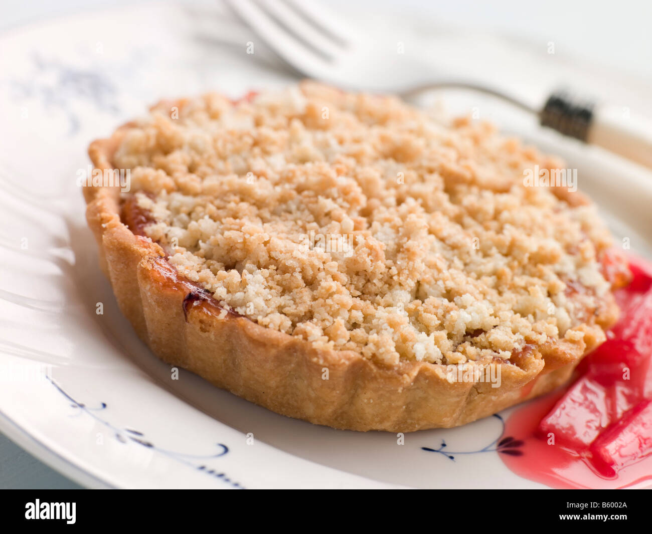 Rhabarber-Streusel-Tarte Stockfoto