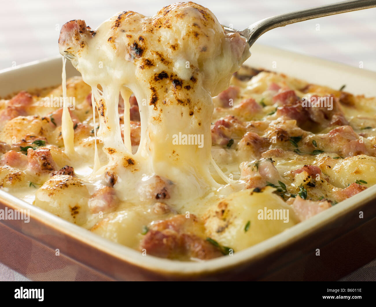 Gericht aus Tartiflette Stockfoto