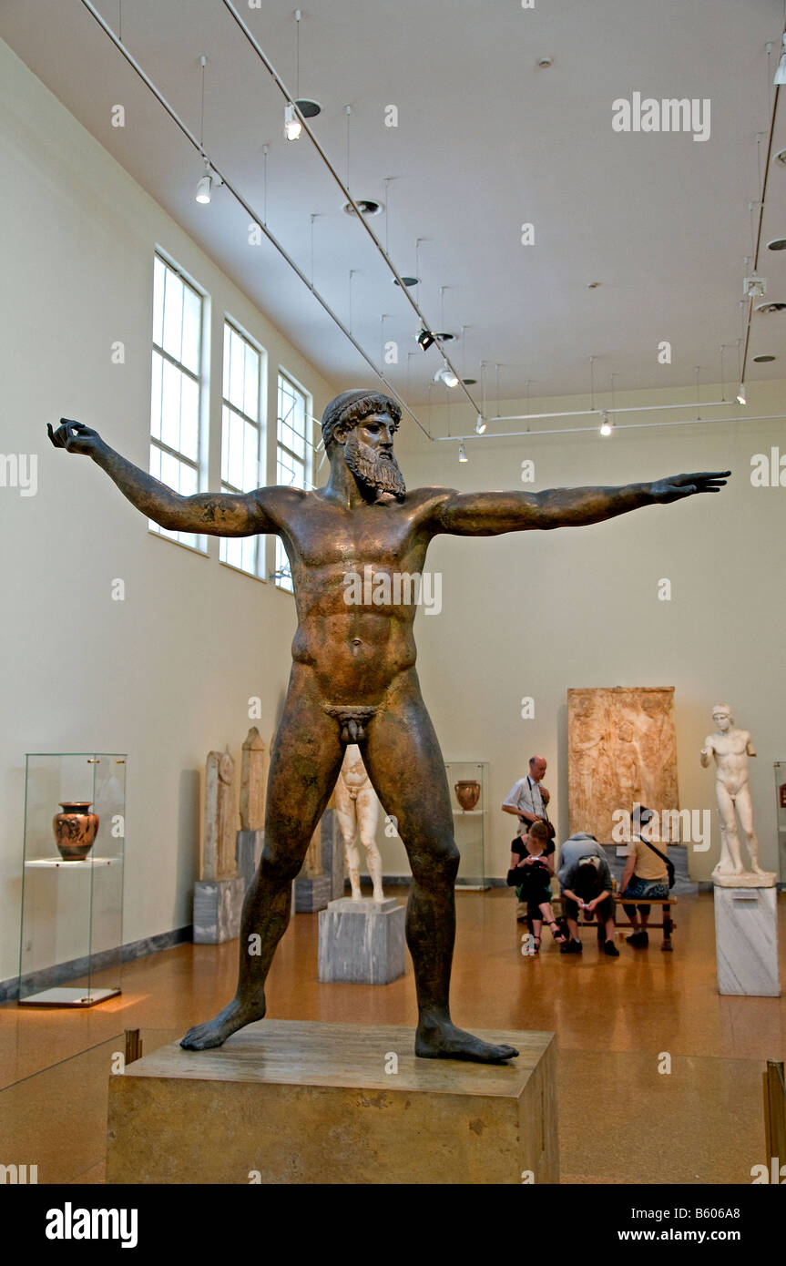 Zeus Poseidon Bronze Statue mächtiger Gott Kunst Griechisch Griechenland Museum Stockfoto