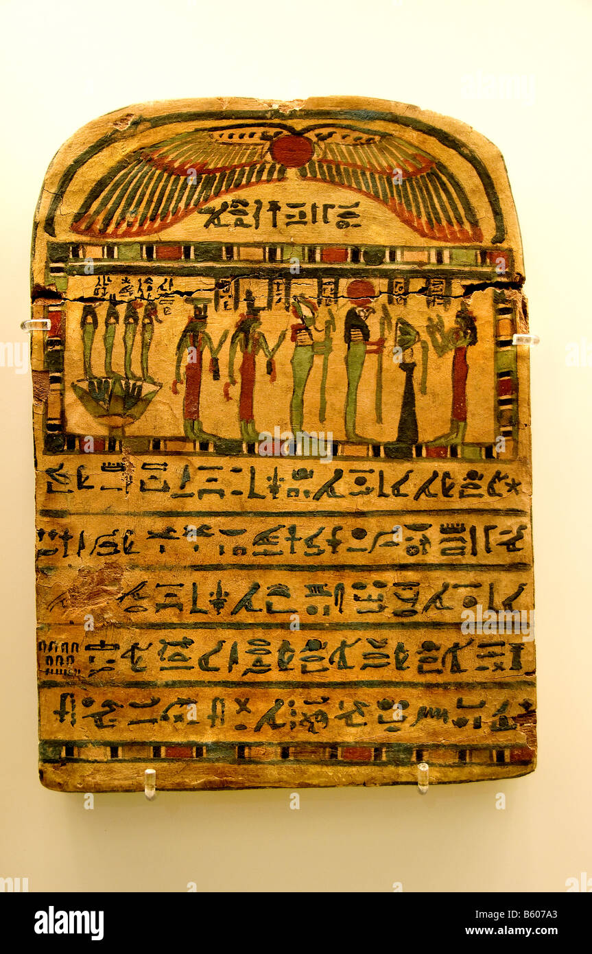Holz Ornament eines äußeren Sarkophags oder canopic box Darstellung des Ba-Vogels Ägypten ägyptische Archäologie Stockfoto