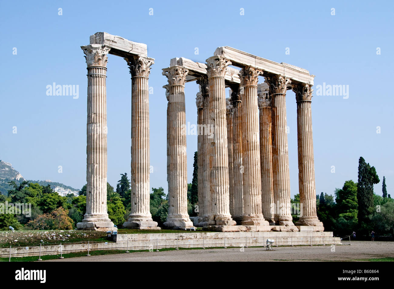 Tempel des Olympischen Zeus Athen Griechenland Griechisch Stockfoto