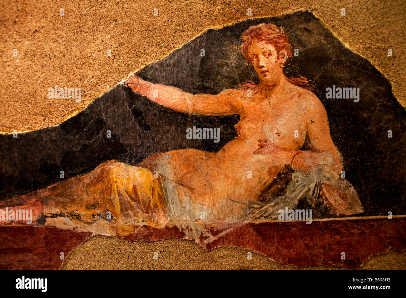 Fresco-Darstellung eines liegenden Mänade 50 79 n. Chr. Pompeji Pompeji-Italien Stockfoto