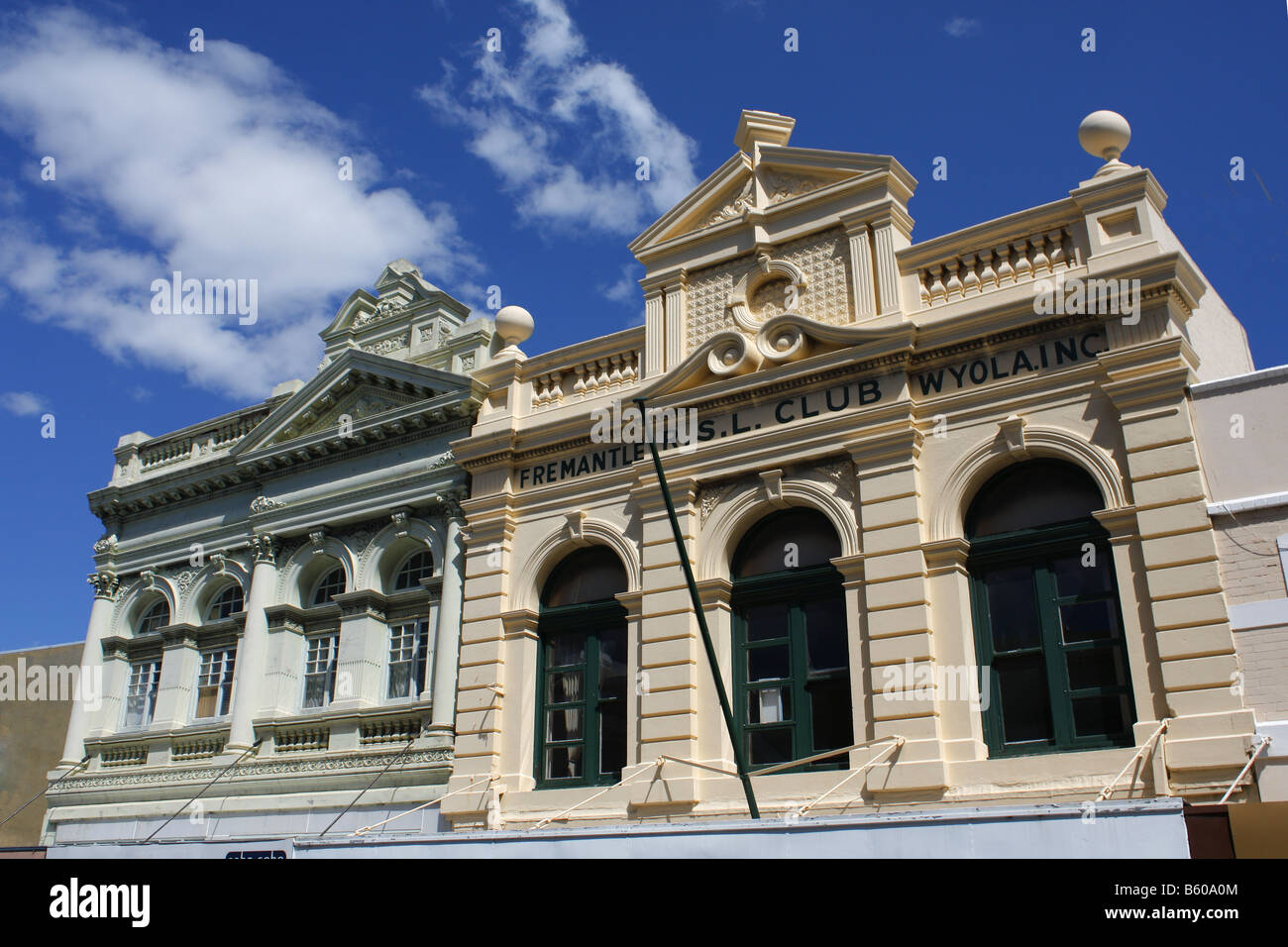 Architektonische Vielfalt von Gebäuden Fremantle Perth Waetern Australien Stockfoto