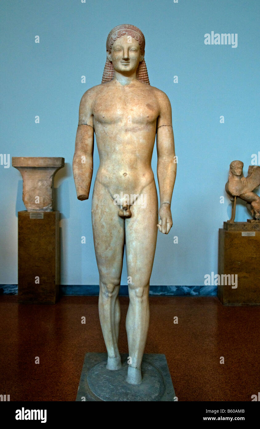 Kouros Parian Merenda Attika Phrasikleia 540 530 Griechisch Griechenland Museum Stockfoto