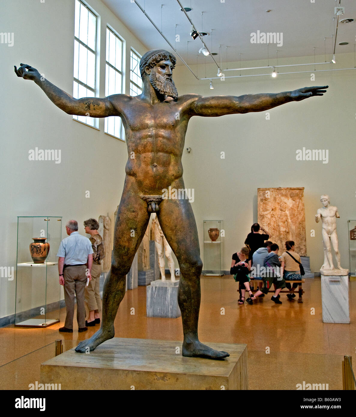 Zeus Poseidon Bronze Statue mächtiger Gott Kunst Griechisch Griechenland Museum Stockfoto