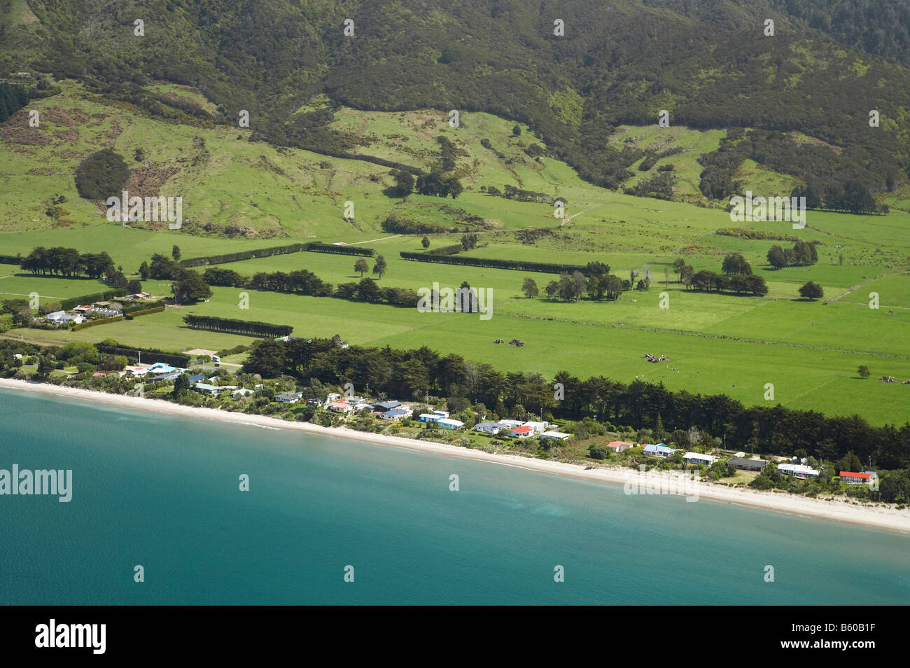 Antenne Holiday Homes Pakawau Golden Bay Nelson Region Südinsel Neuseeland Stockfoto