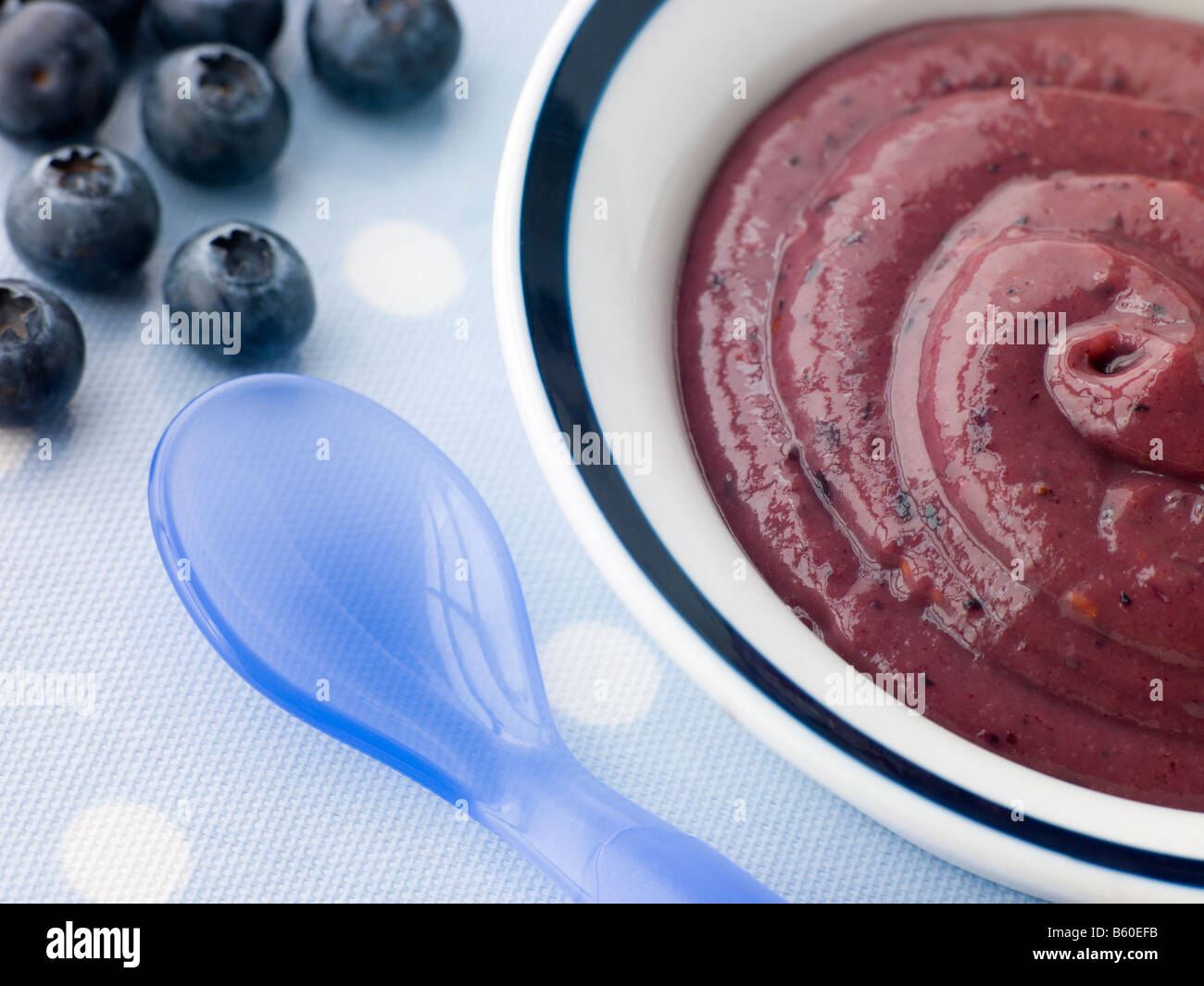 Heidelbeeren und süßer Reis-Püree Stockfoto