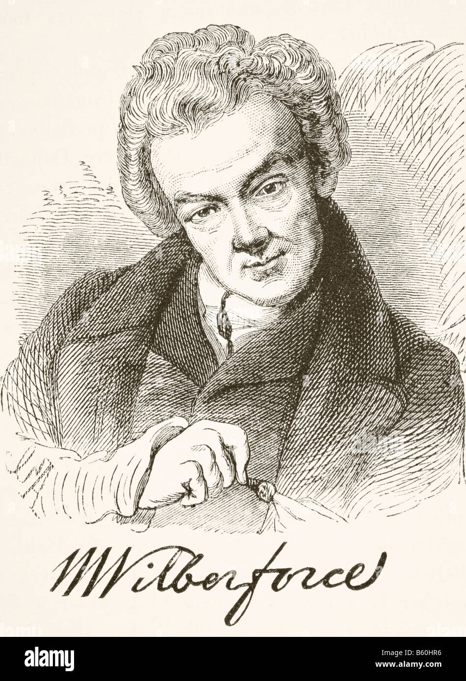William Wilberforce, 1759-1833.  Britischer Politiker und Philanthrop.  Portrait und Signatur Stockfoto