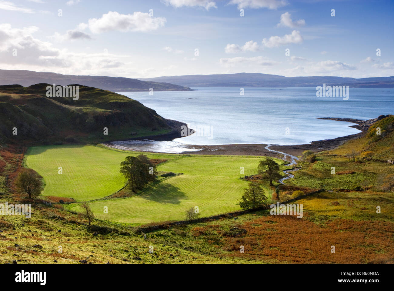 Camas Nan Geall, Ardslignish, Ardnamurchan. Blick von Süd Küste von Ardnamurchan nach Morvern. Highland, Schottland, Vereinigtes Königreich Stockfoto