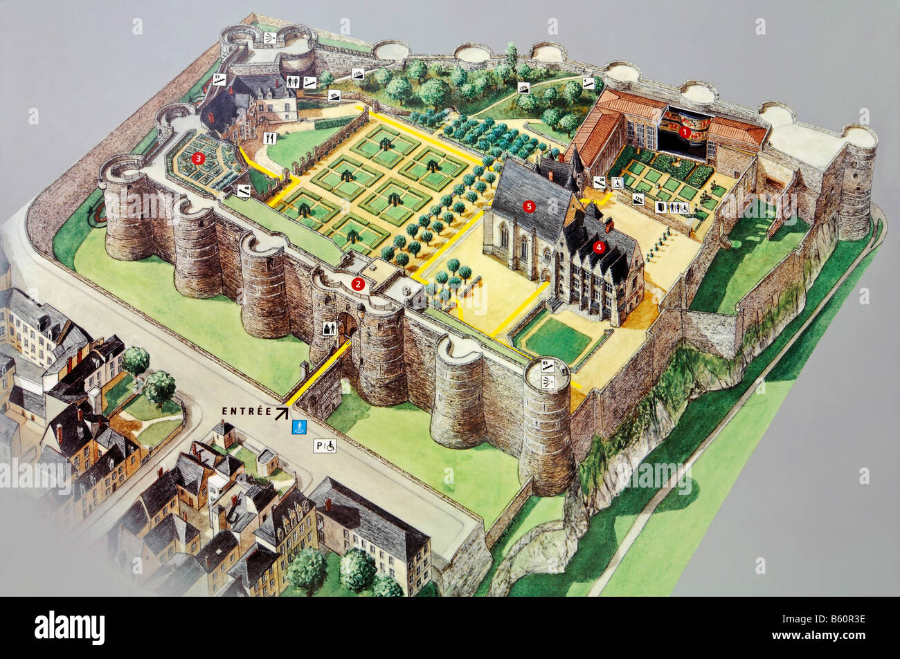 Plan, Übersicht, Burg, Festung, Angers, Pays De La Loire, Frankreich, Europa Stockfoto